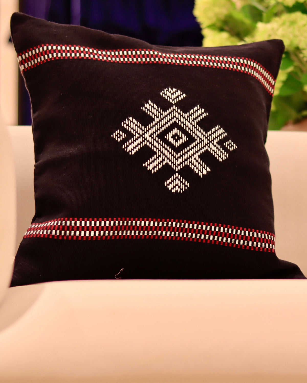 Black Tribal Woven Cushion